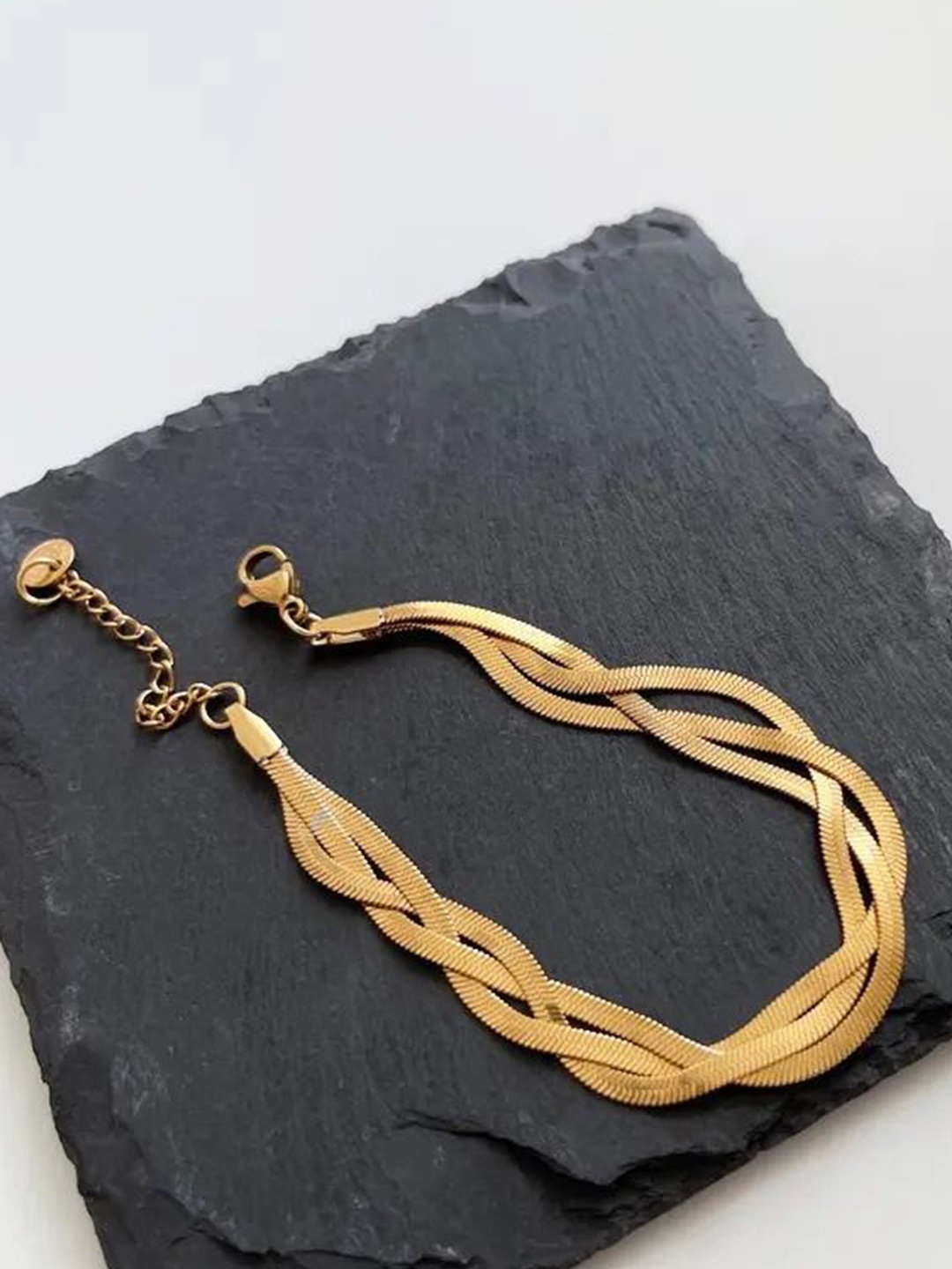 

MEENAZ Women American Diamond Antique Gold-Plated Link Bracelet