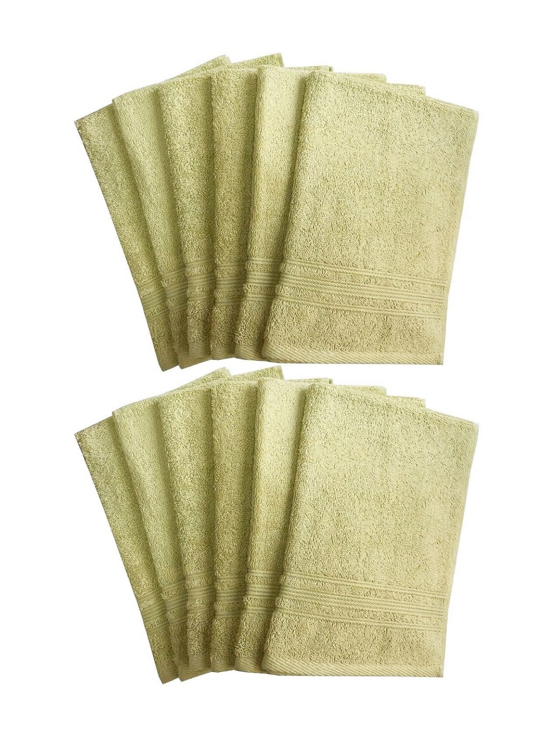 

Lushomes Set Of 12 Green 450 GSM Hand Towels