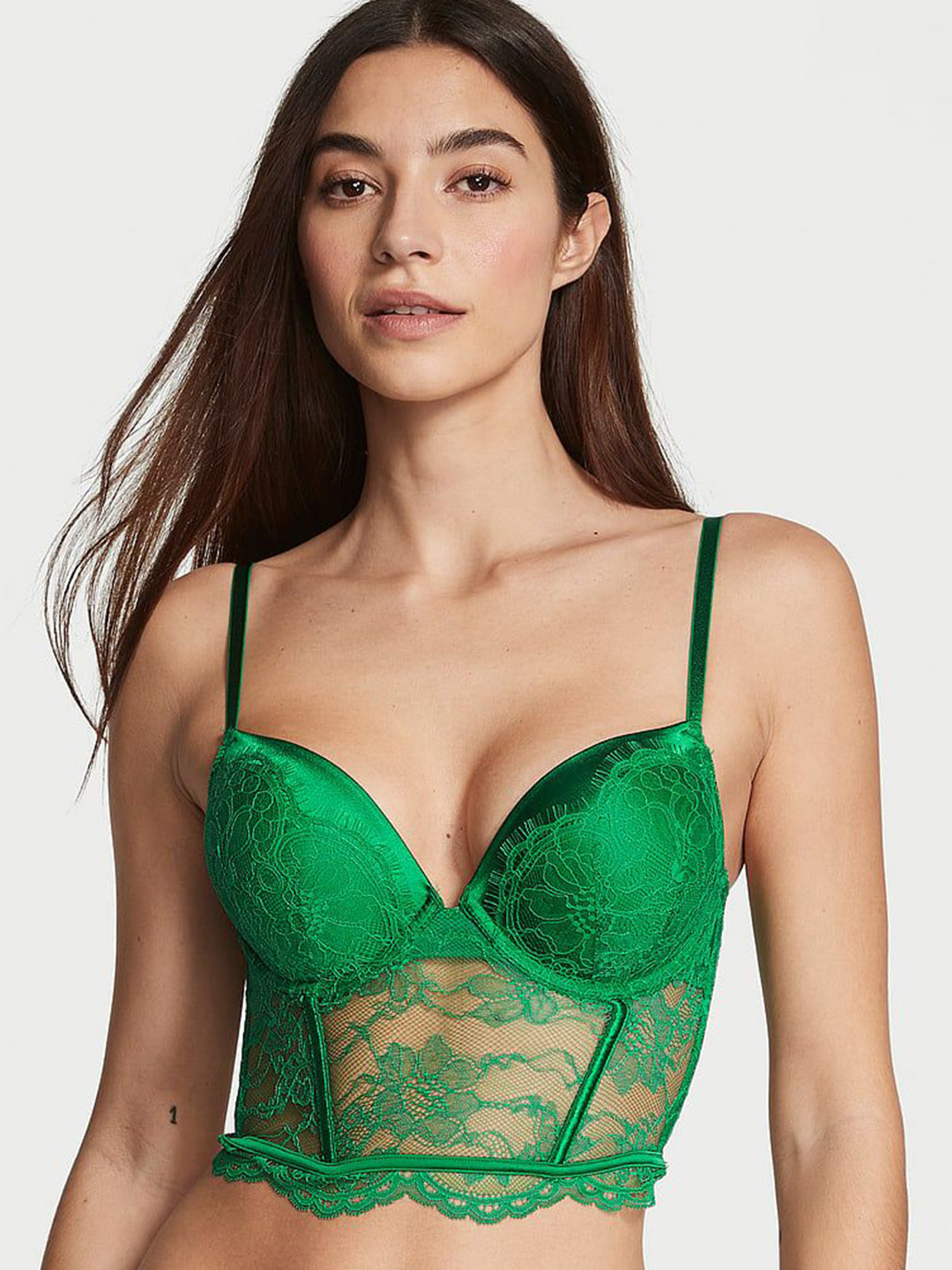 

Victoria's Secret Floral Bra Half Coverage Underwired Heavily Padded, Green