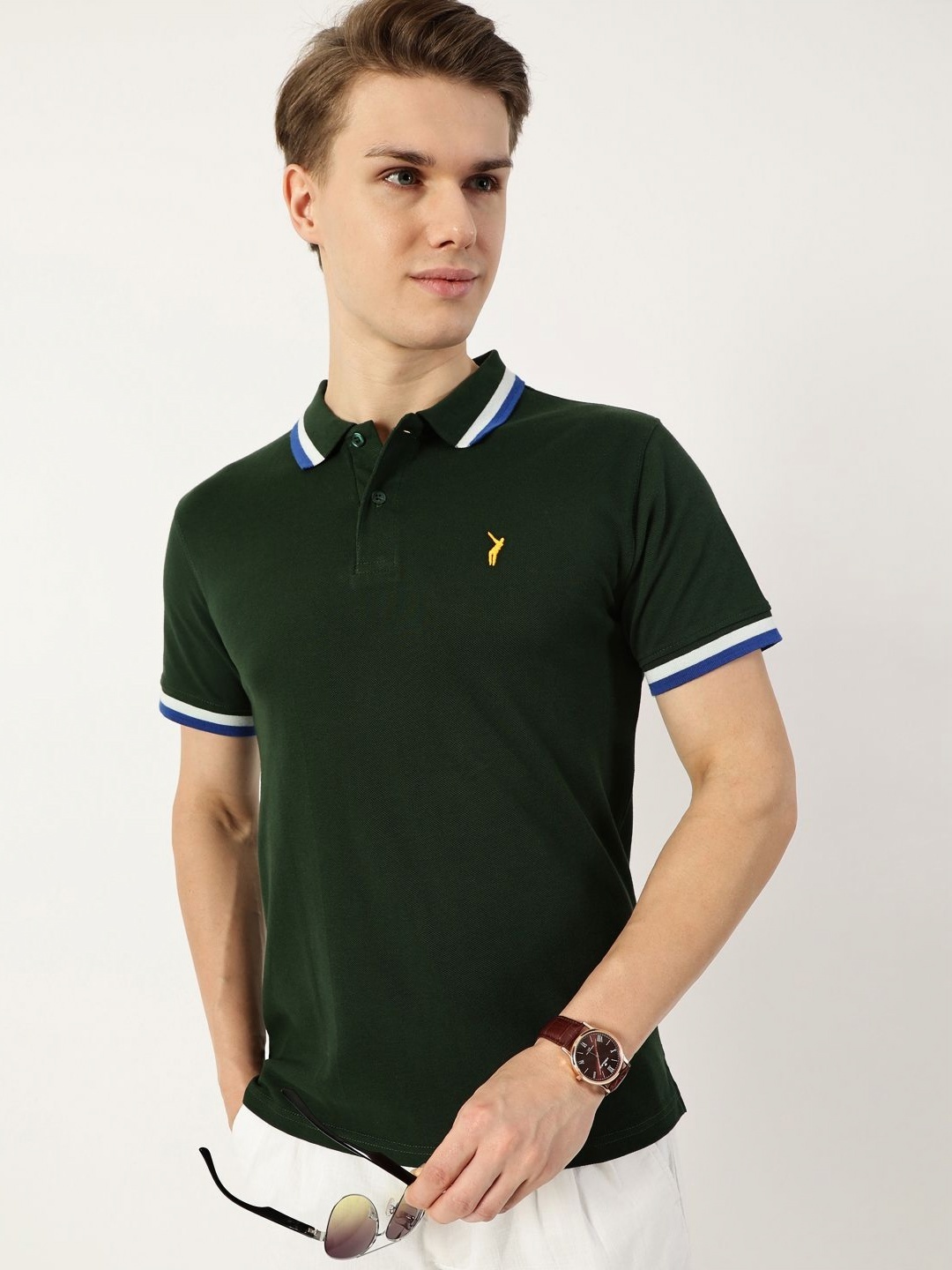 

Thomas Scott Men Polo Collar T-shirt, Green