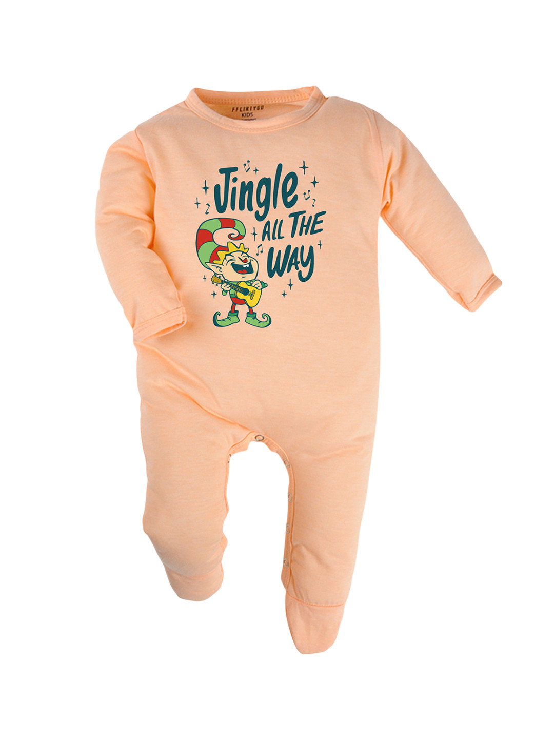 

FFLIRTYGO Infants Printed Pure Cotton Sleepsuit, Peach