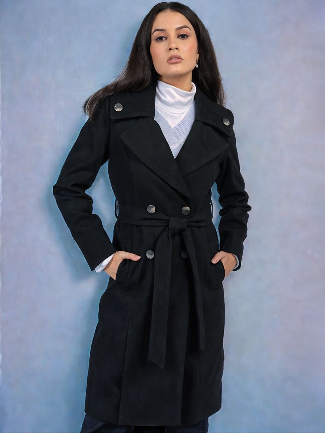 

The Roadster Lifestyle Co Single Breasted Longline Trench Coat, Black