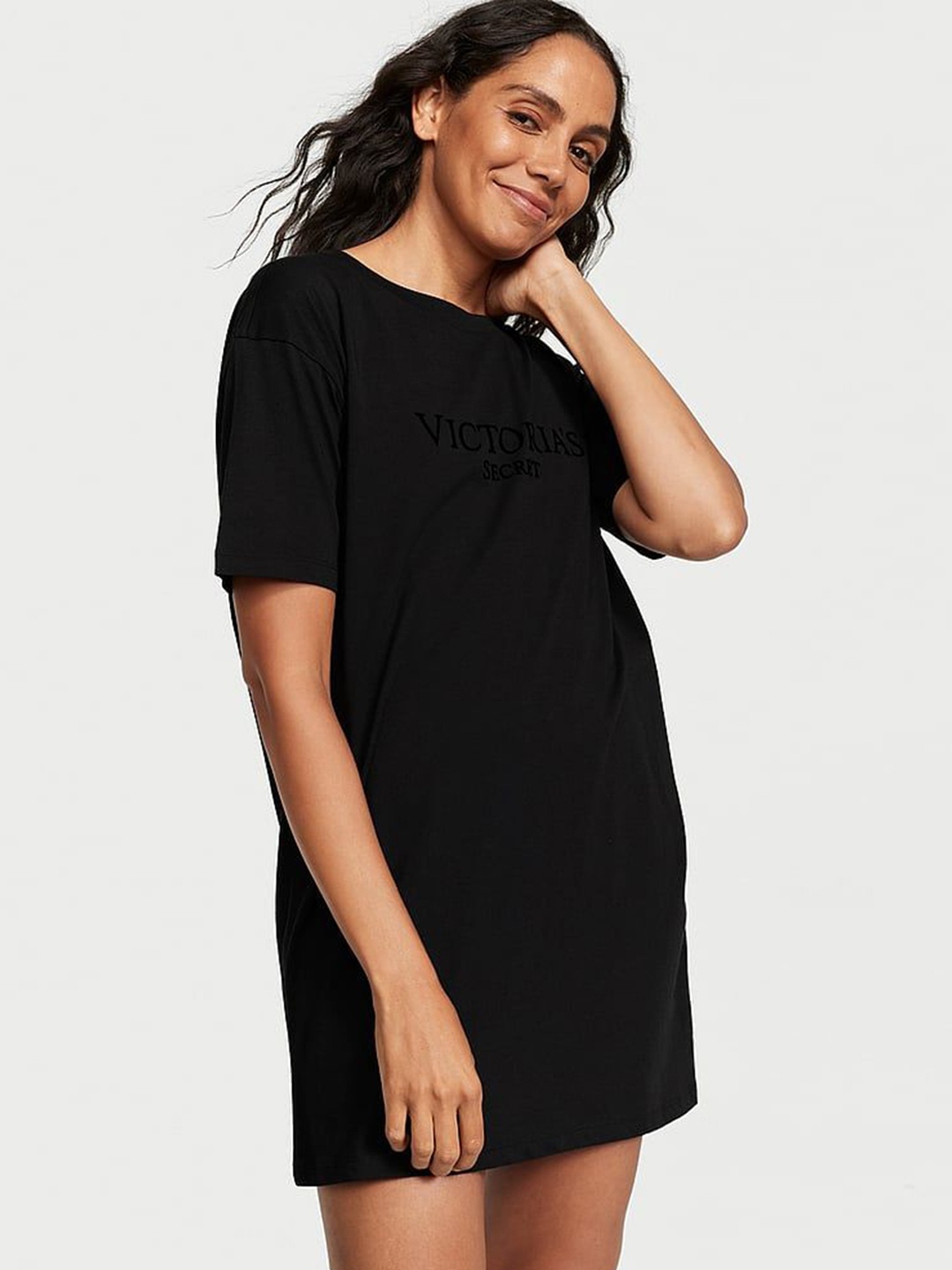 

Victoria's Secret Pure Cotton Round Neck Sleepshirt, Black