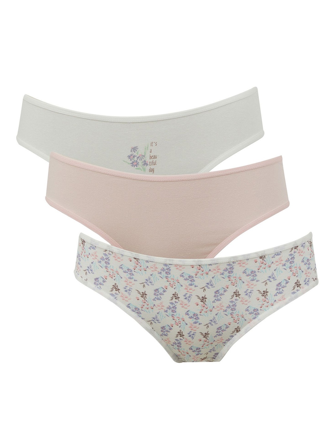 

DeFacto Pack Of 3 Printed Basic Briefs 235766348, Beige