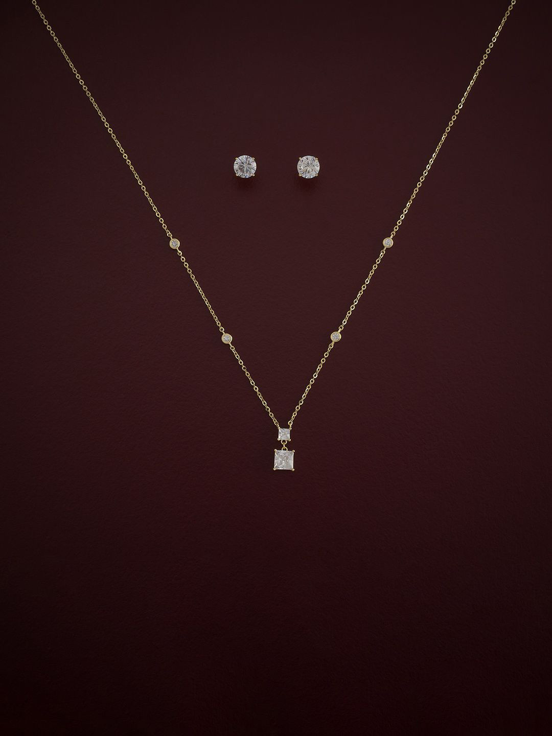 

Kushal's Fashion Jewellery Sterling Silver Gold-Plated CZ -Stone Studded Jewellery Set