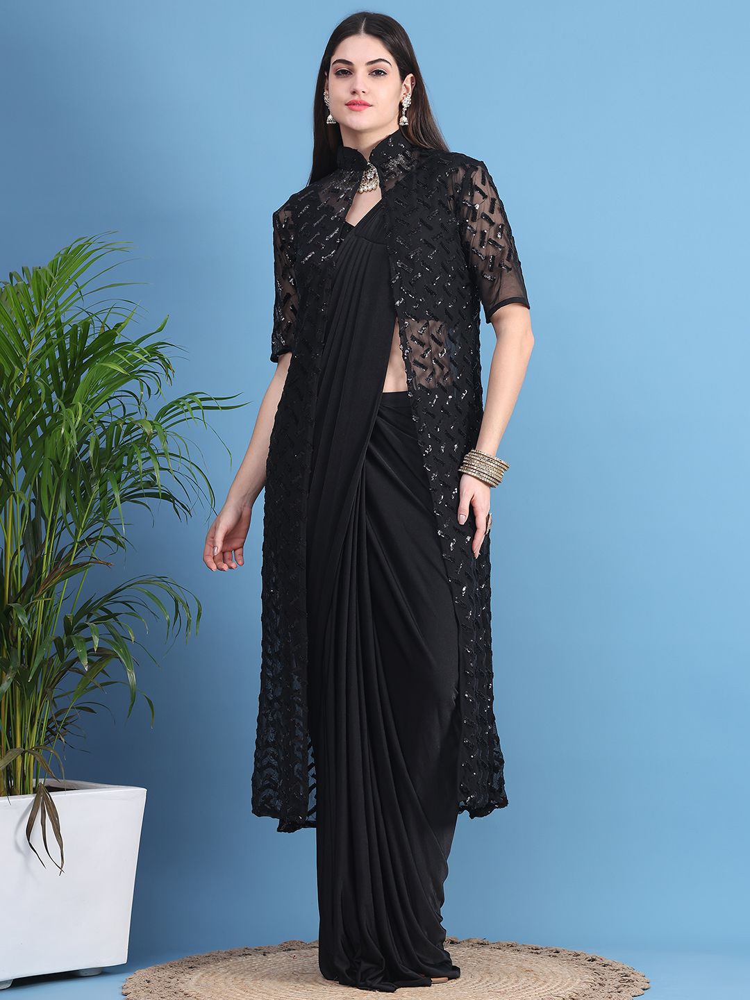

Grancy Ready to Wear Saree, Black