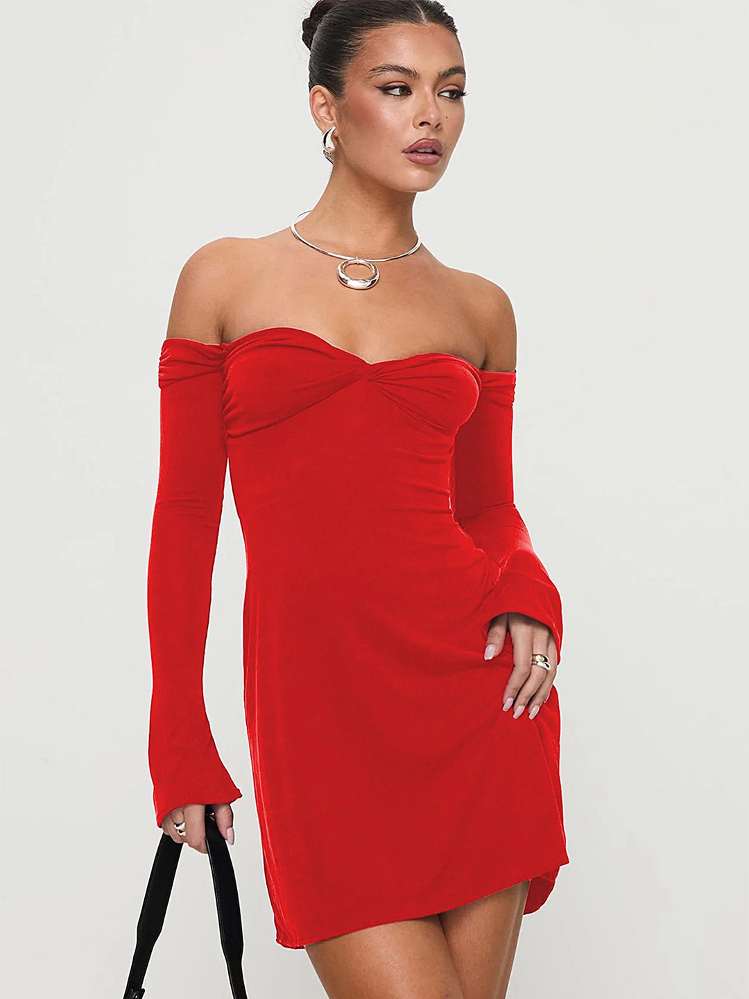 

LULU & SKY Off-Shoulder Fit & Flare Mini Dress, Red