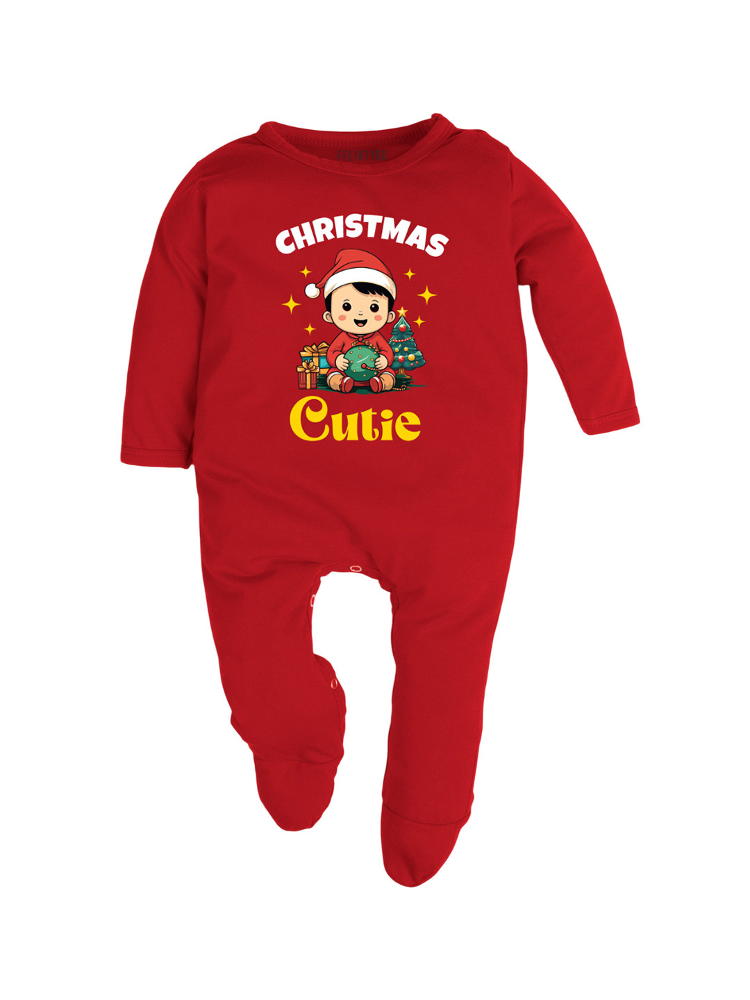 

FFLIRTYGO Kids Infants Printed Pure Cotton Sleepsuit, Red