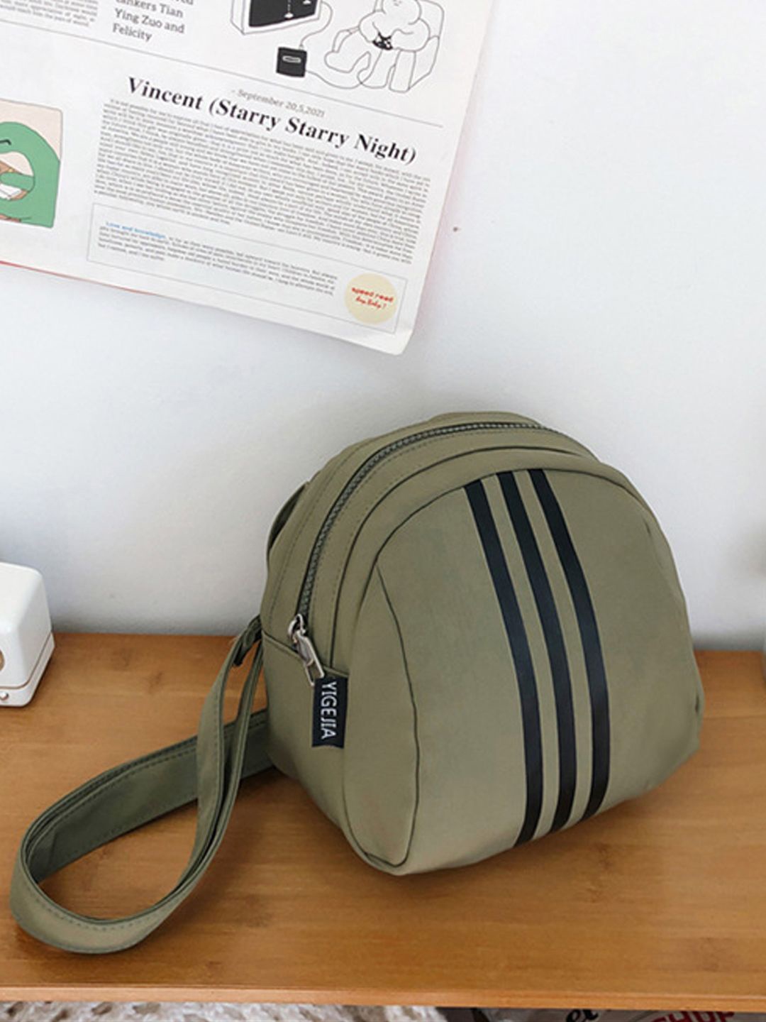 

StyleCast Green Striped Structured Cross Body Bag