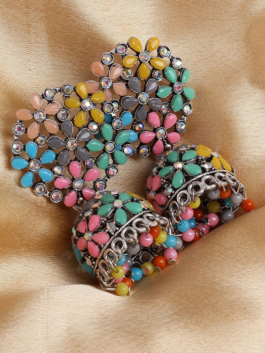 

VAMA Contemporary Jhumkas Earrings, Multi