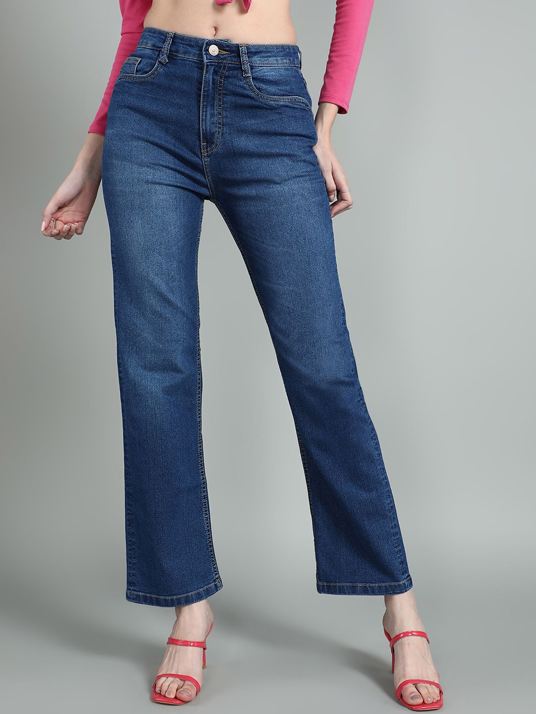 

GUTI Women Straight Fit Light Fade Stretchable Jeans, Blue