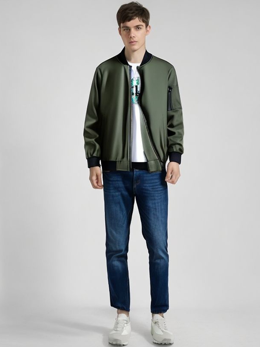 

StyleCast x Revolte Men Lightweight Open Front Jacket, Green