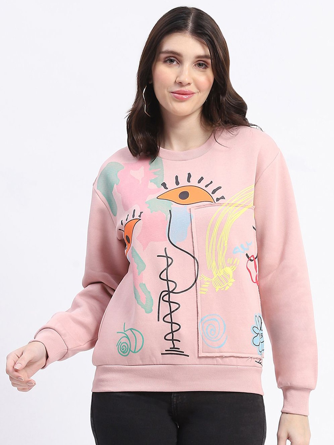 

Madame Women Printed Sweatshirt, Pink