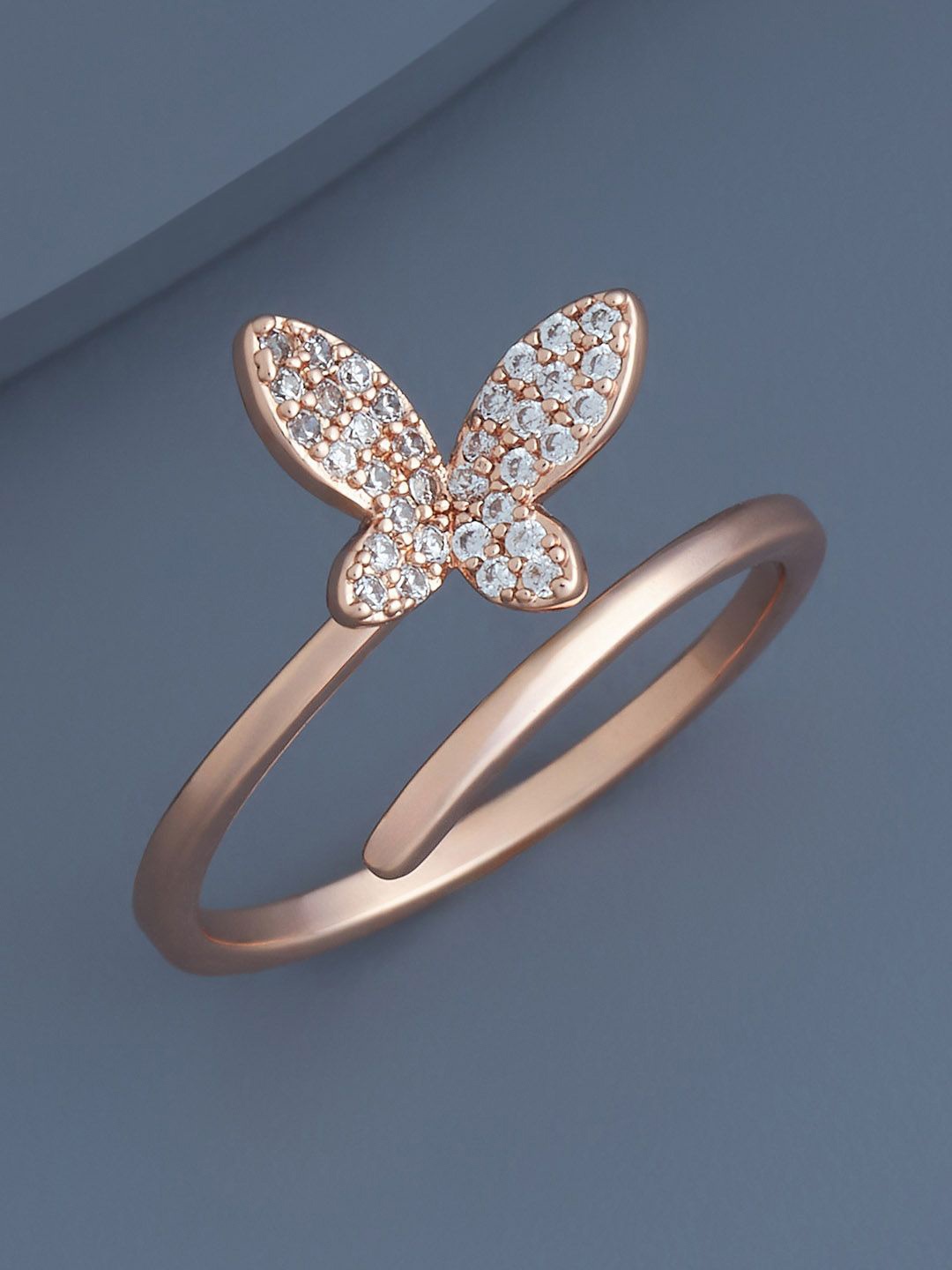 

Kushal's Fashion Jewellery Rose Gold-Plated CZ Studded Finger Ring
