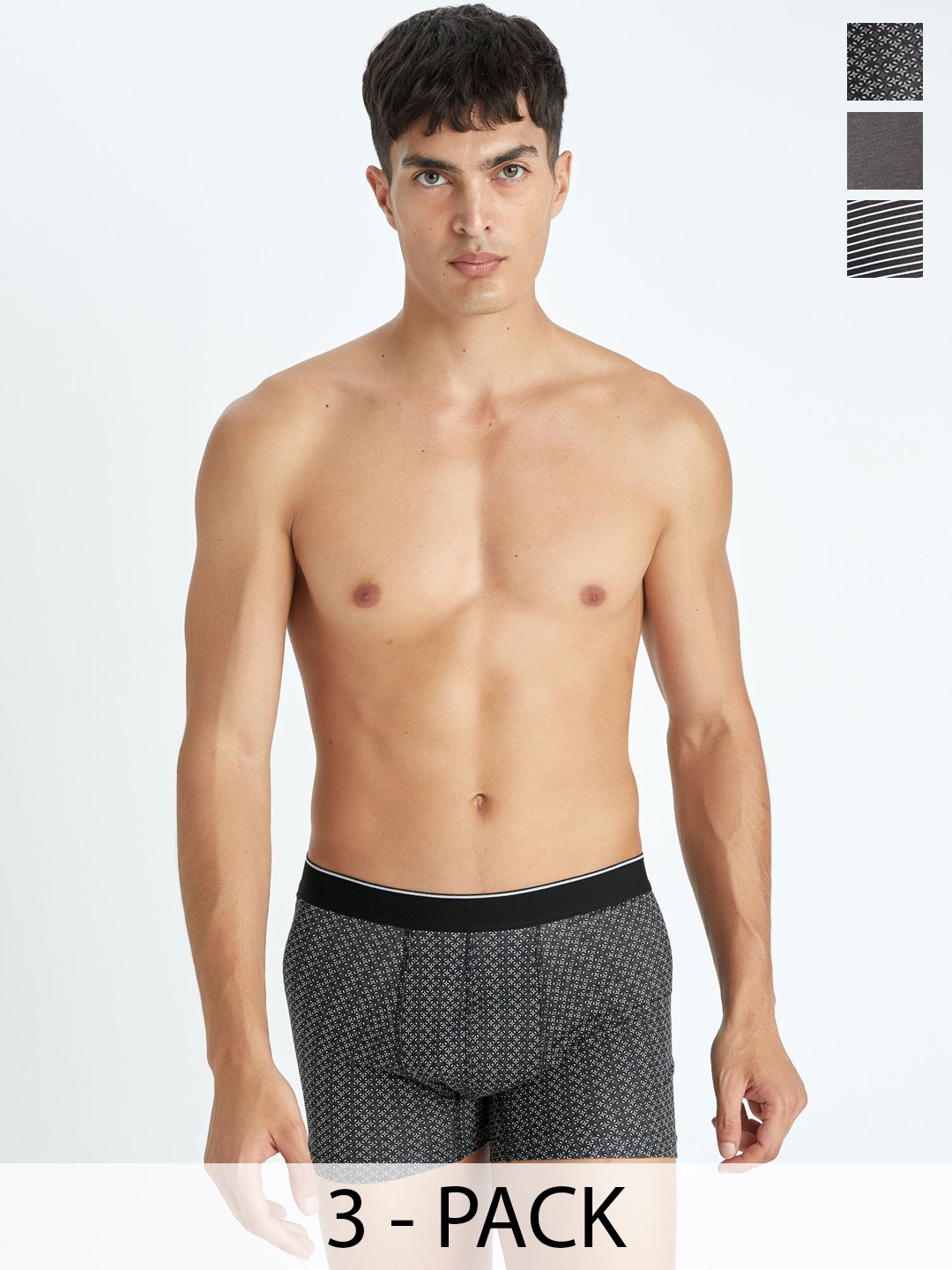 

DeFacto Pack Of 3 Printed Trunks 234596214-BK81, Black