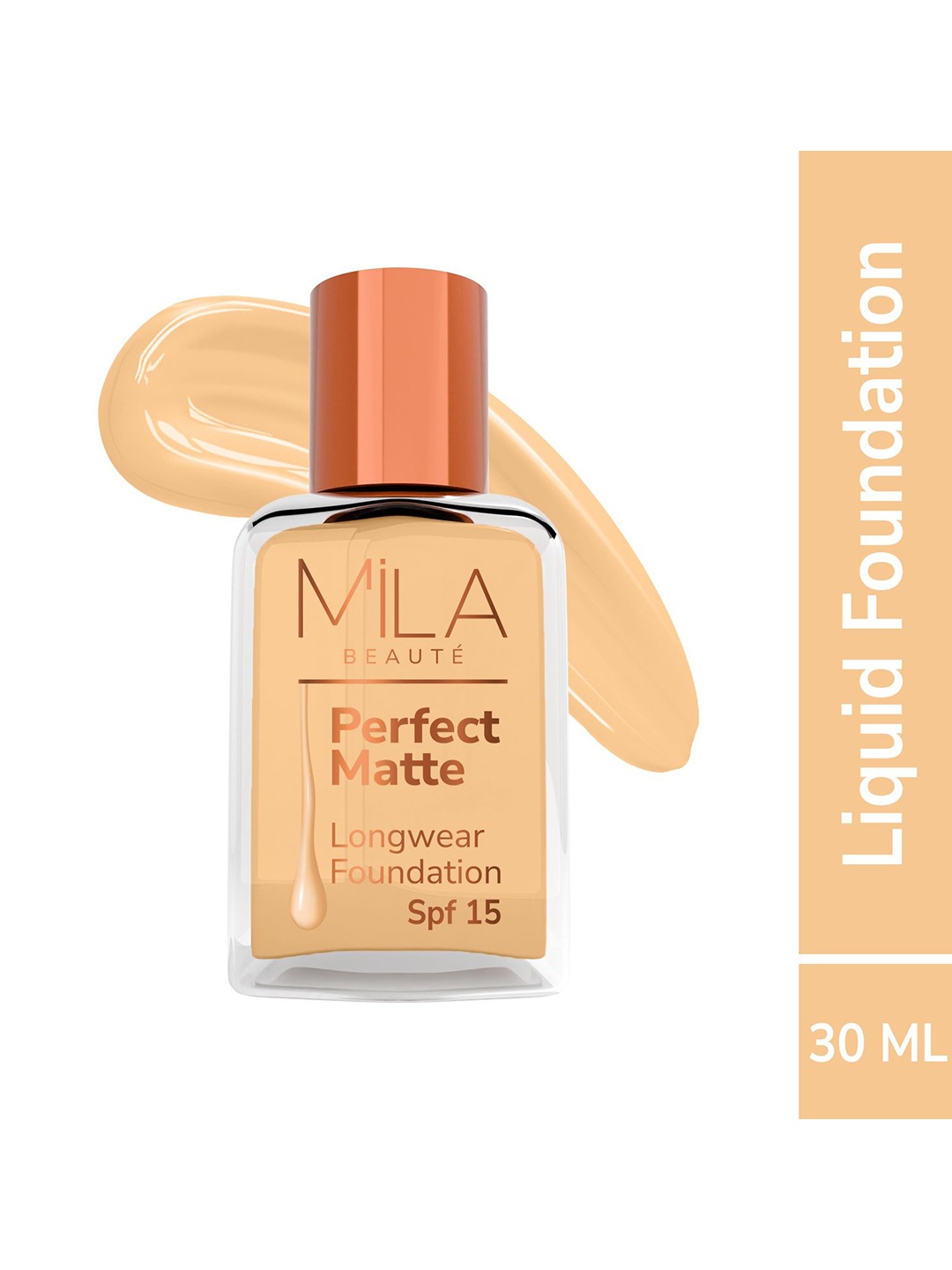 

MILA BEAUTE Perfect Matte Longwear Foundation With SPF 15 - 30 ml - Blush, Beige