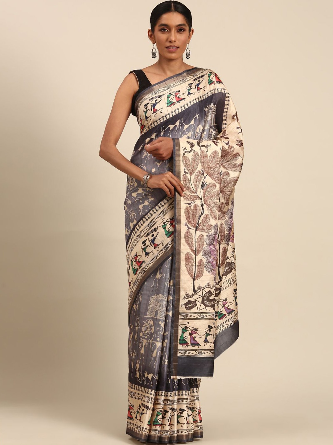 

Fashion Petals Tussar Saree, Grey