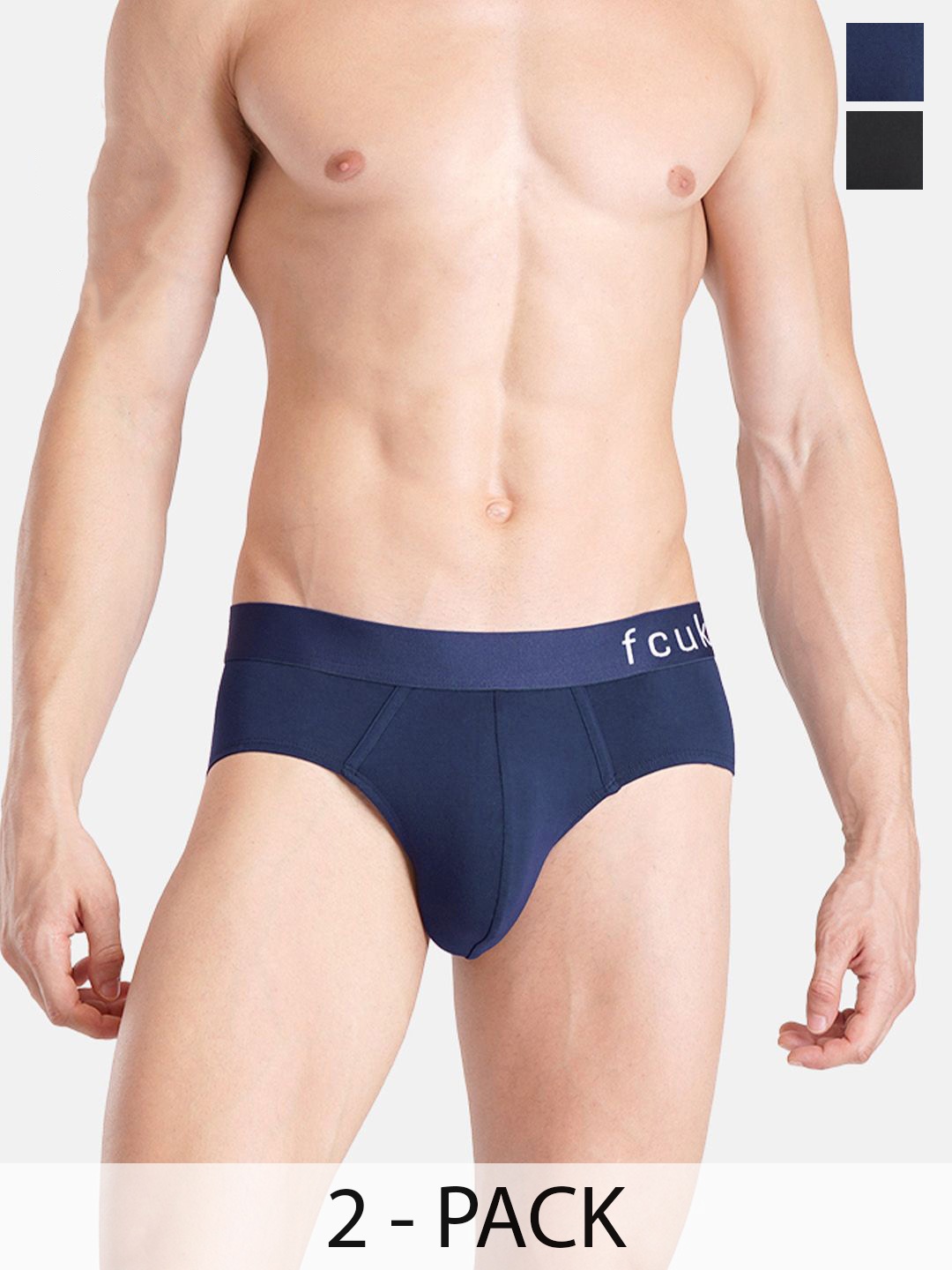 

FCUK 2-Pcs Cotton Ultra Soft Hipster Briefs PARKROYAL-BJET BLACK-DARK SAPPHIRES