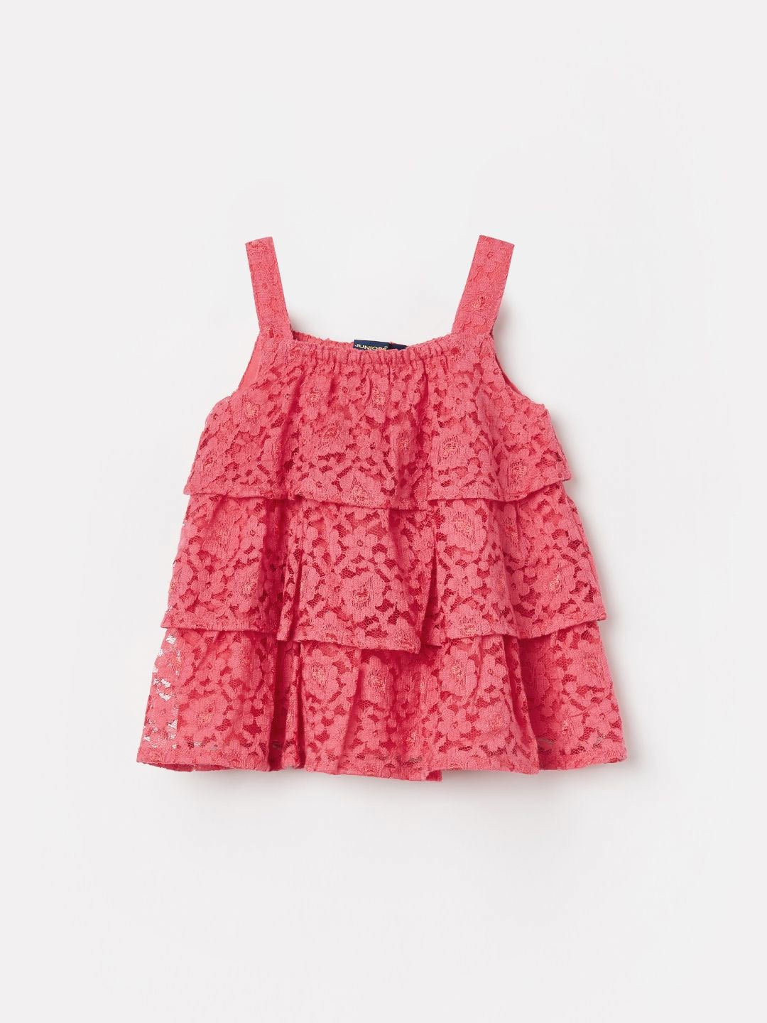 

Juniors by Lifestyle Floral Embroidered Cotton Tiered Top, Pink