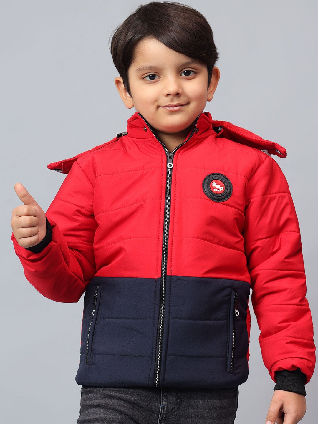 

BAESD Boys Colourblocked Crop Padded Jacket, Red