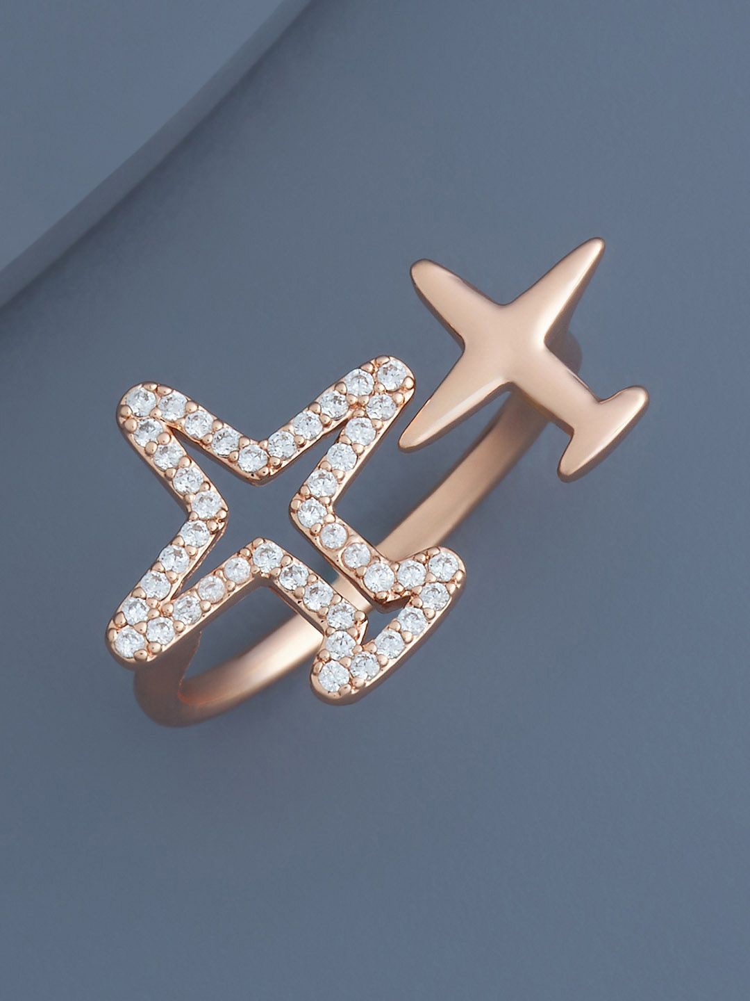 

Kushal's Fashion Jewellery Rose Gold-Plated CZ Studded Finger Ring