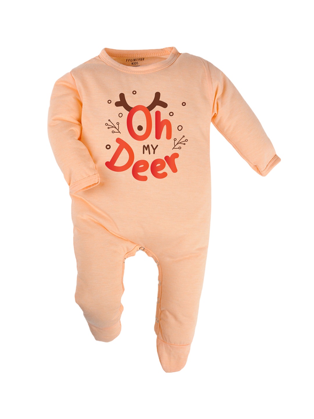 

FFLIRTYGO Infants Printed Pure Cotton Sleepsuit, Peach