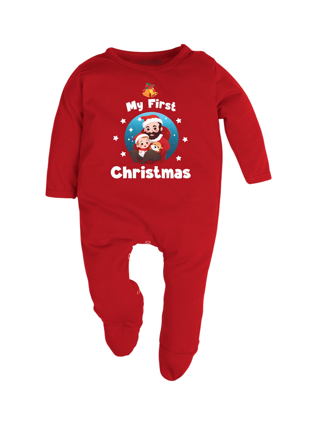 

FFLIRTYGO Christmas Infants Printed Cotton Sleepsuit, Red