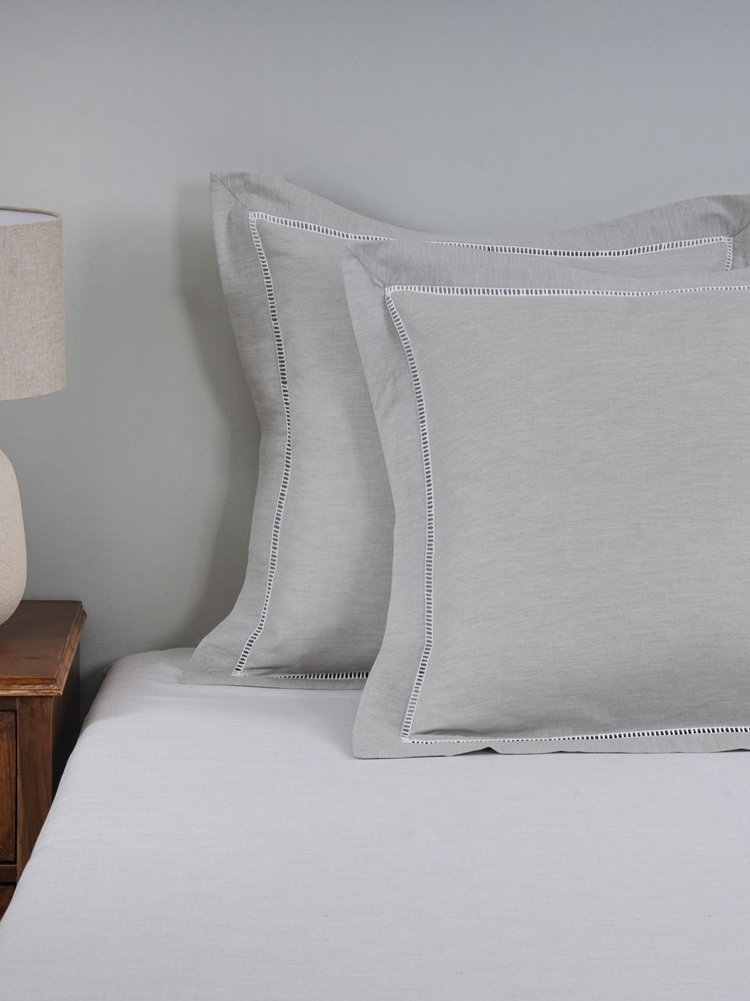 

MASPAR Grey 2 Pieces Solid Pure Cotton Square Pillow Covers