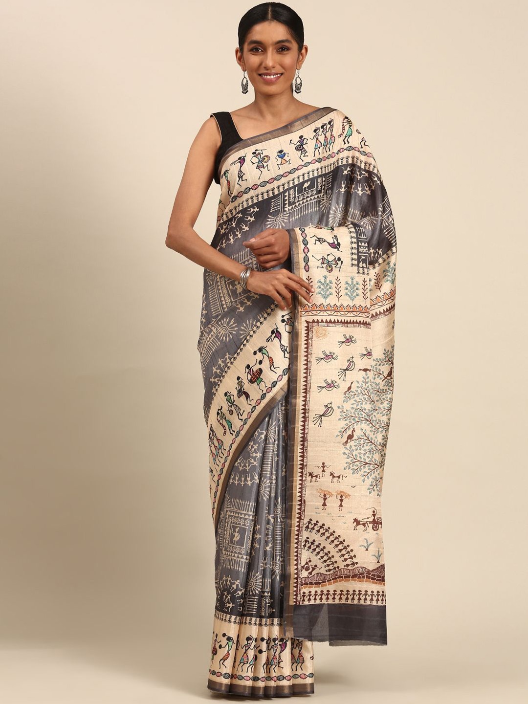 

Fashion Petals Tussar Saree, Grey