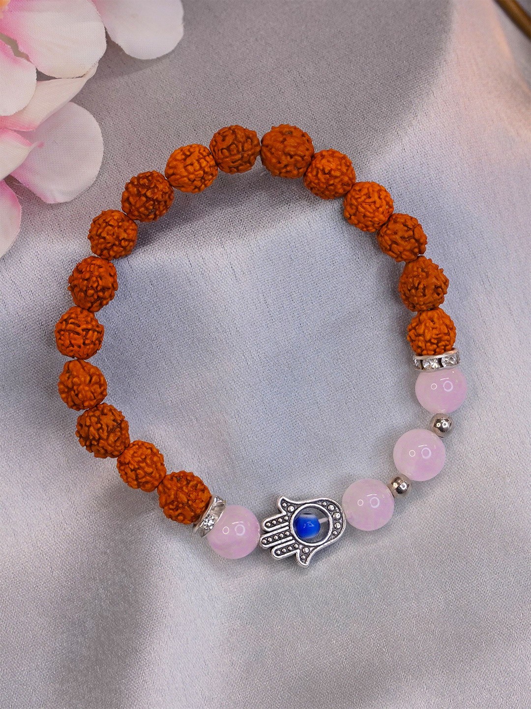 

Japam Rose Quartz Rudraksha Nazar Raksha Band, Pink