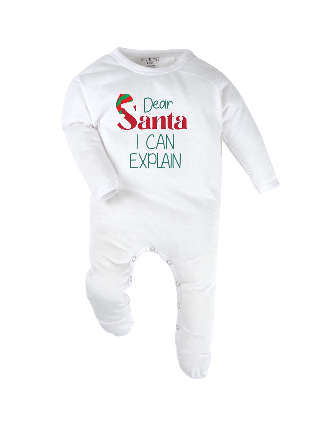 

FFLIRTYGO Kids Printed Cotton Sleepsuit, White