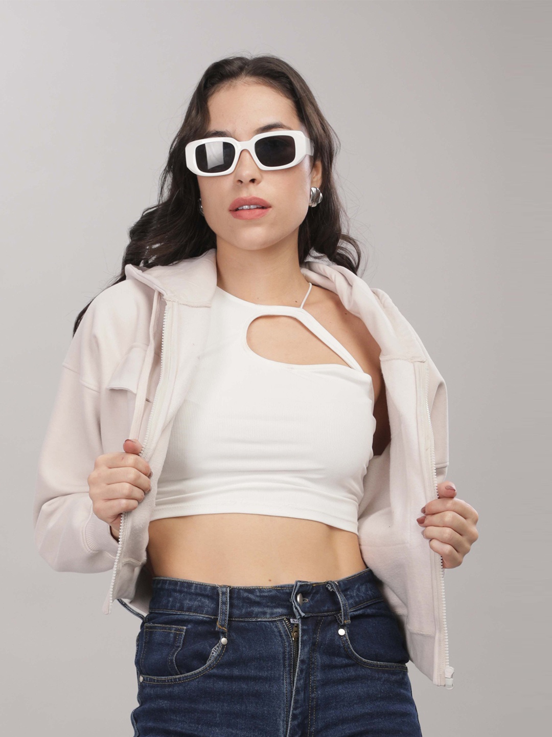 

HEYLAY Women Hooded Sweatshirt, Off white
