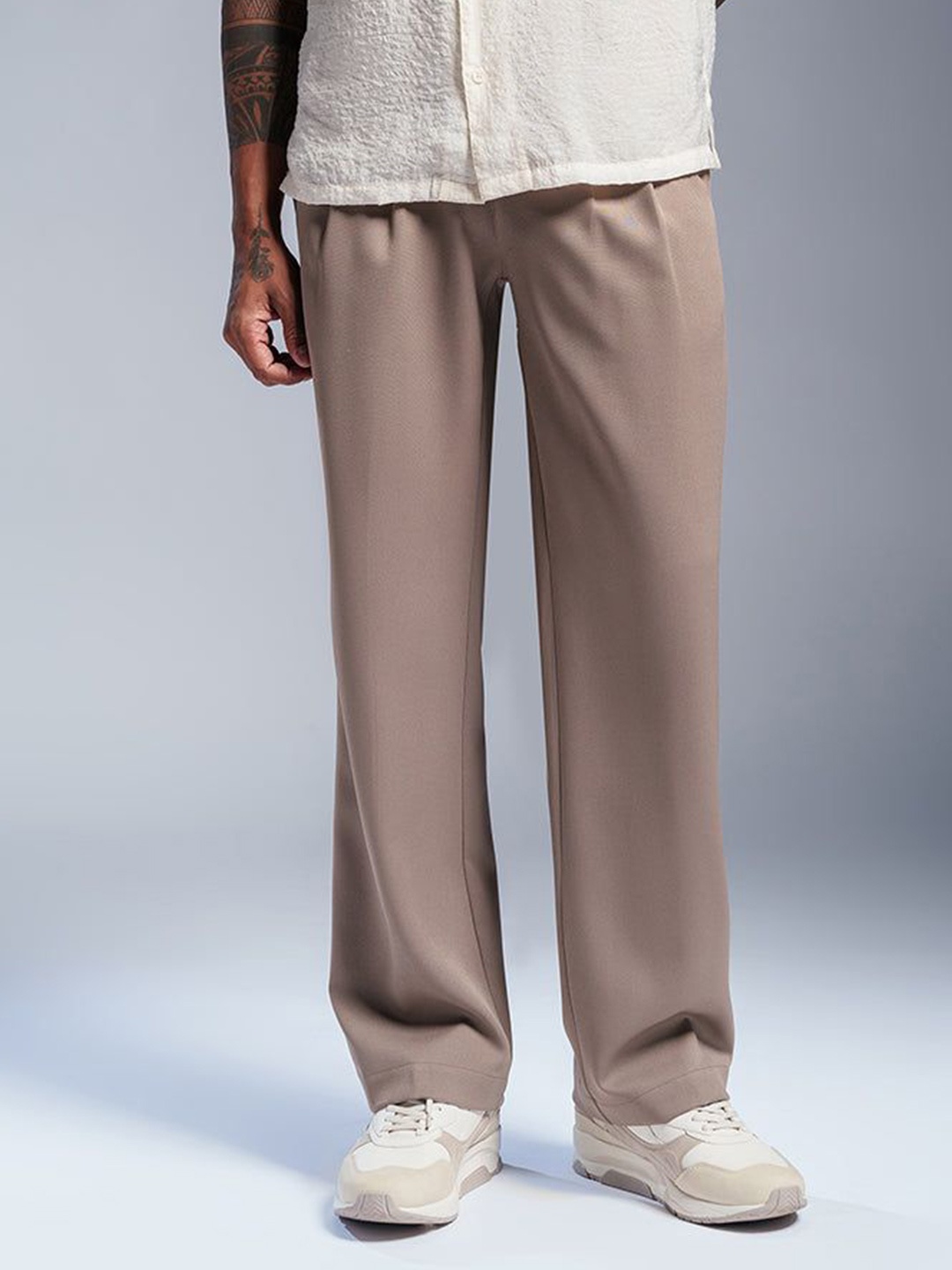

FREAKINS Pleated Korean Pants, Beige