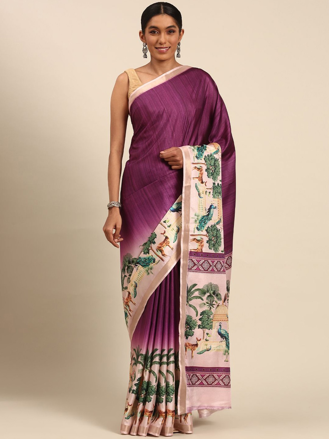 

Fashion Petals Tussar Saree, Purple