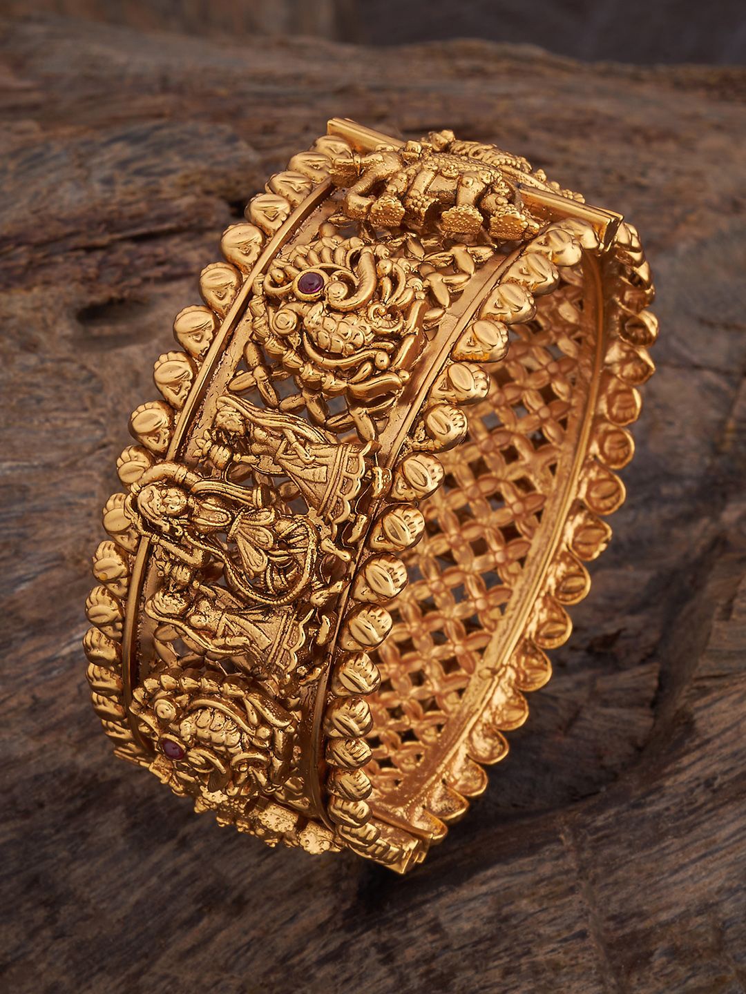 

Kushal's Fashion Jewellery Gold-Plated Antique Bangle