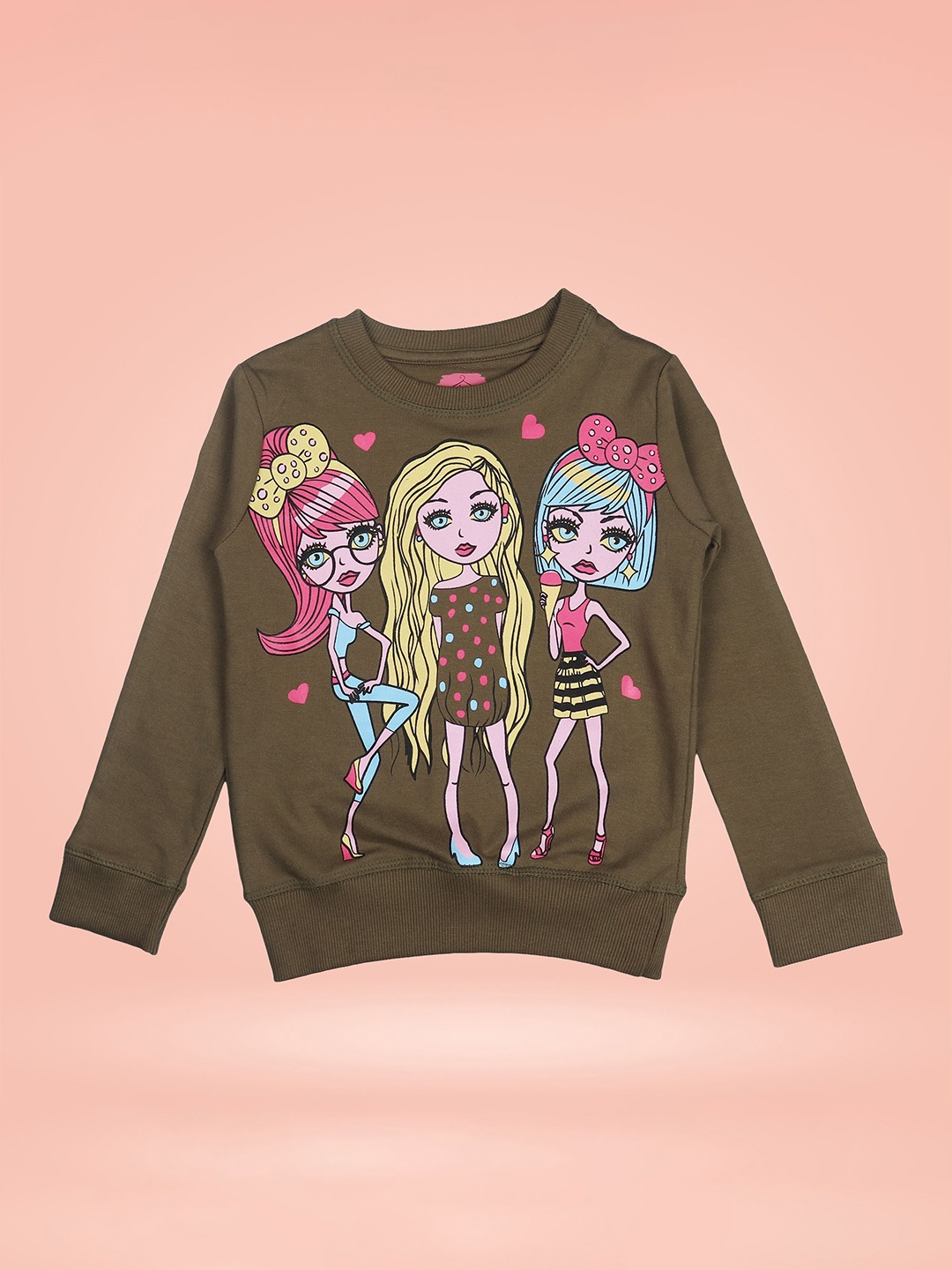 

Arshia Fashions Girls Printed Sweatshirt, Green