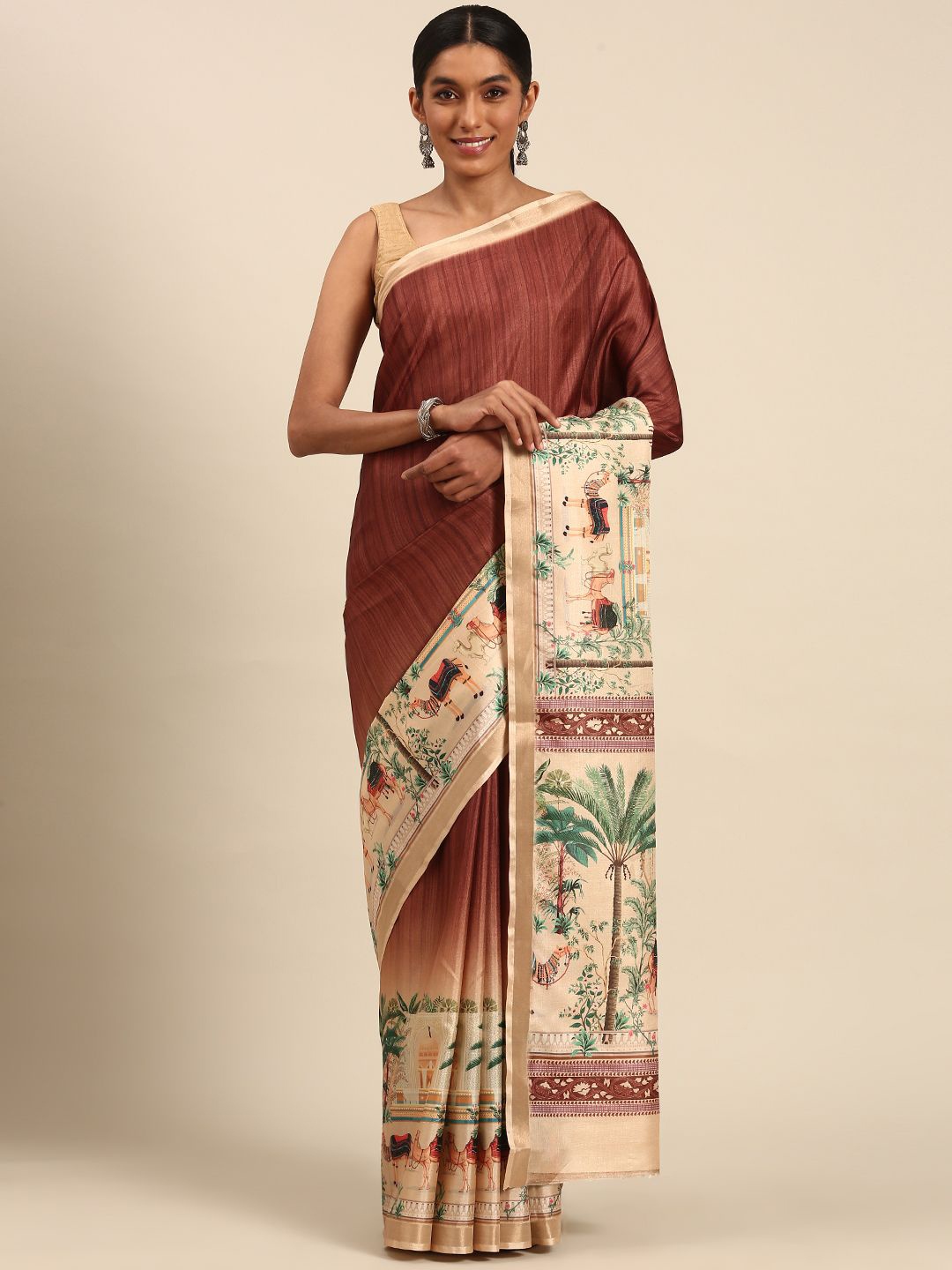 

Fashion Petals Tussar Saree, Brown