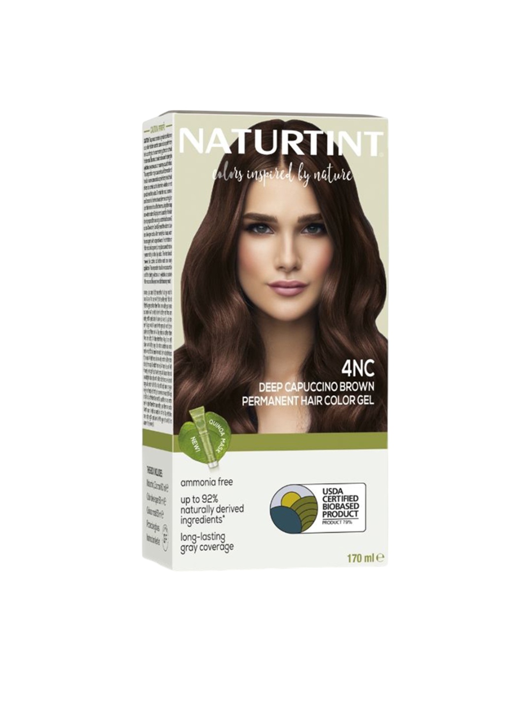 

Naturtint Pure Grey Coverage Permanent Hair Color-170 ml- 4NC Deep Cappuccino Brown, Copper