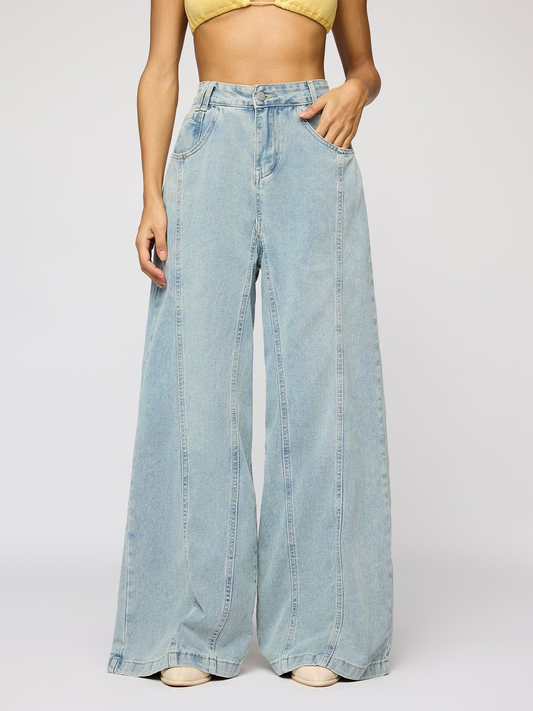 

FREAKINS Women Jean Wide Leg High-Rise Jeans, Blue