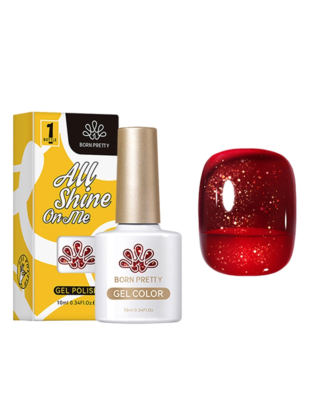 

BORN PRETTY Gel Color Waterproof Nail Polish - 10 ml - JN71, Red