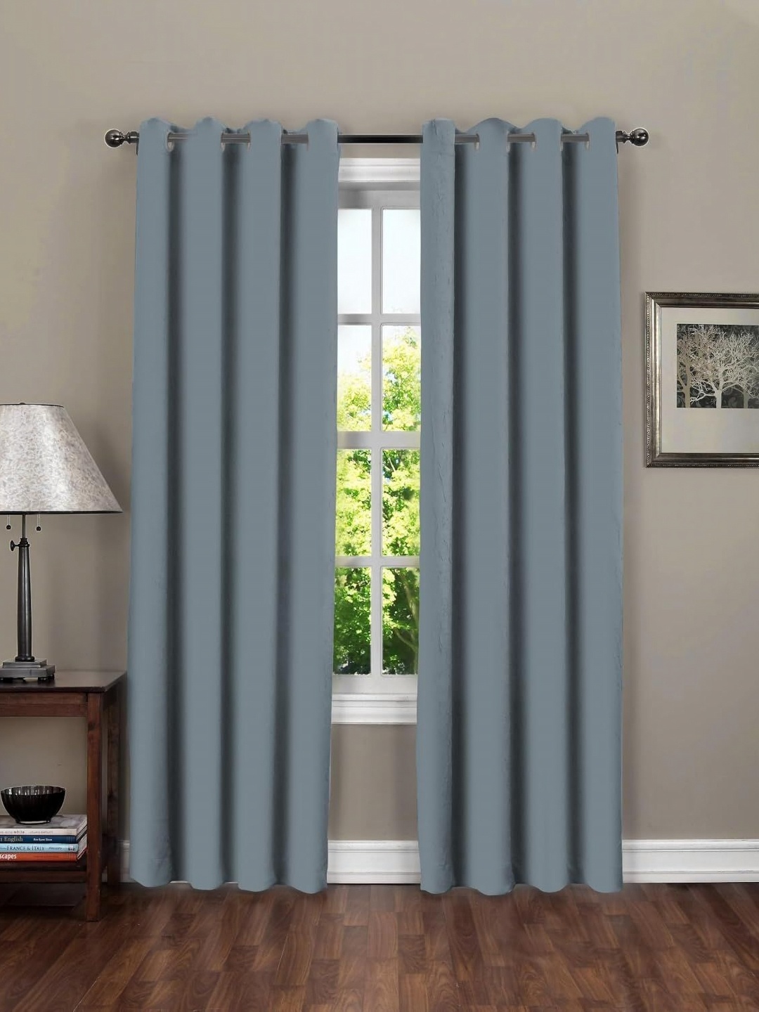 

Myntra Elegant Homes Grey Set of 2 Room Darkening Long Door Curtain