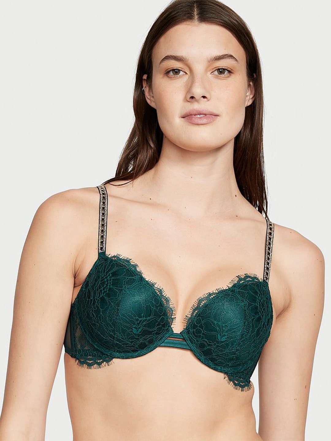 

Victoria's Secret Bra Half Coverage Underwired Heavily Padded, Green