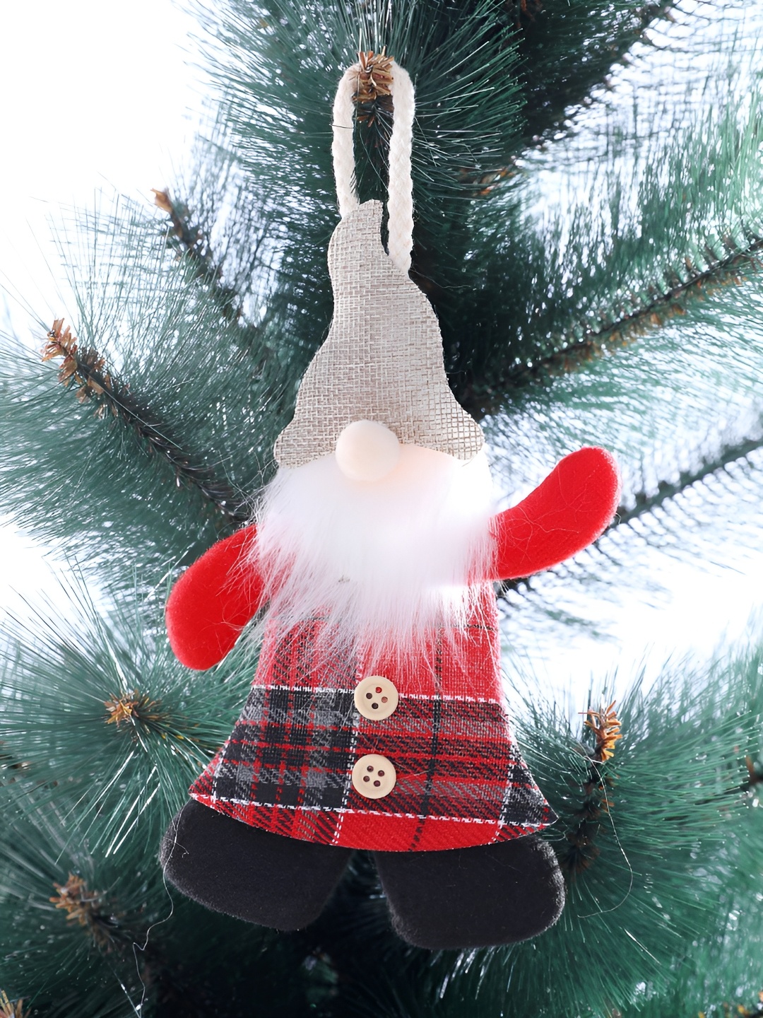 

TAYHAA Set Of 2 Whimsical Felt Santa Ornament, Red