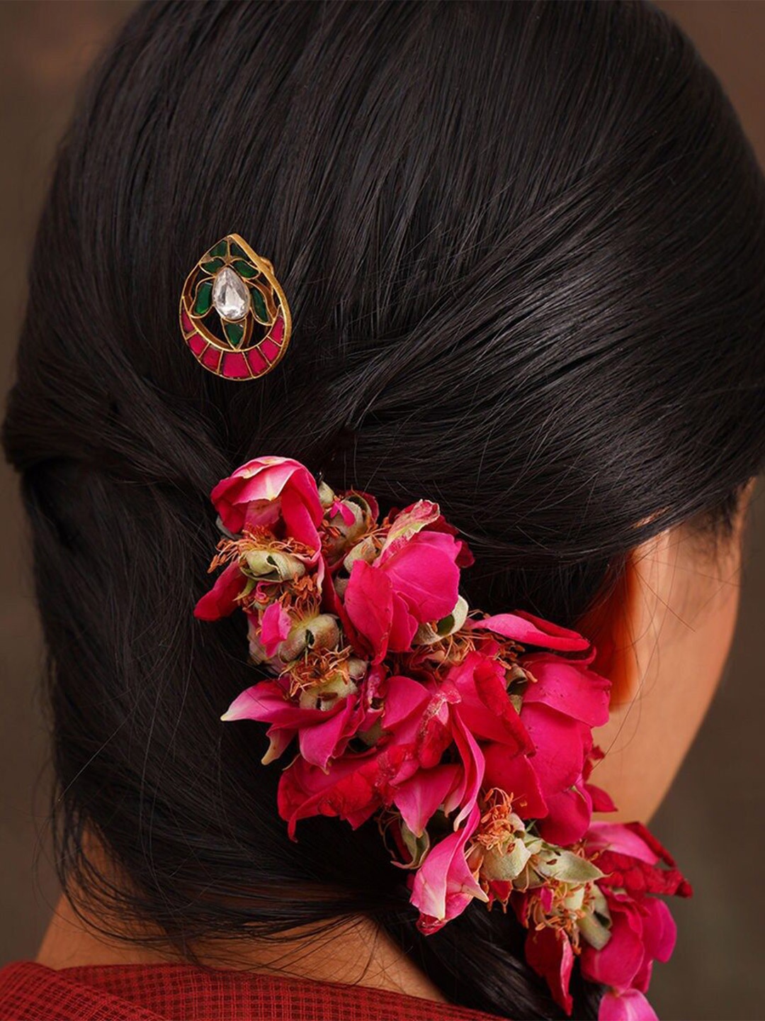 

JAYPORE Women Embellished Bumpit Hair Pin, Gold