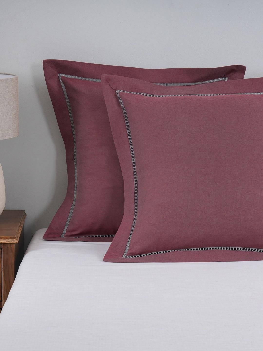 

MASPAR Red 2 Pieces Solid Pure Cotton Square Pillow Covers