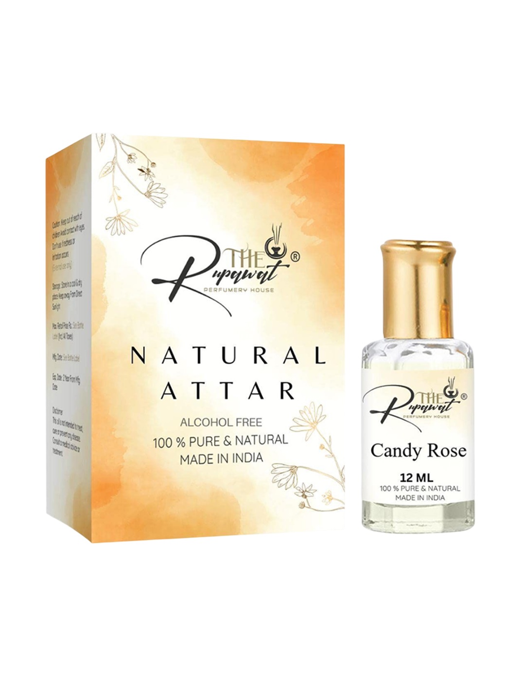 

THE RUPAWAT Perfumery House Candy Rose Natural & Pure Alcohol Free Attar- 12 ml, Transparent