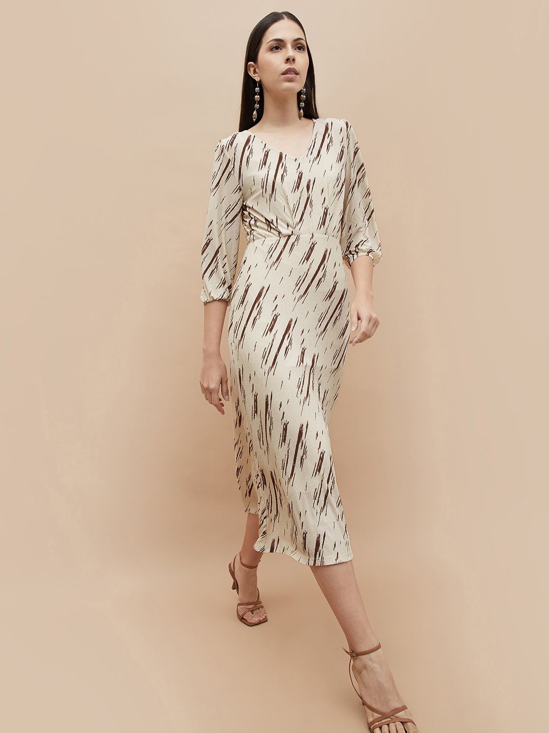 

CODE by Lifestyle Animal Print Sheath Maxi Dress, Off white