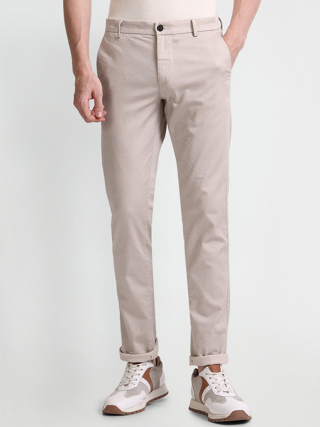 

Arrow Sport Men Slim Fit Trousers, Beige