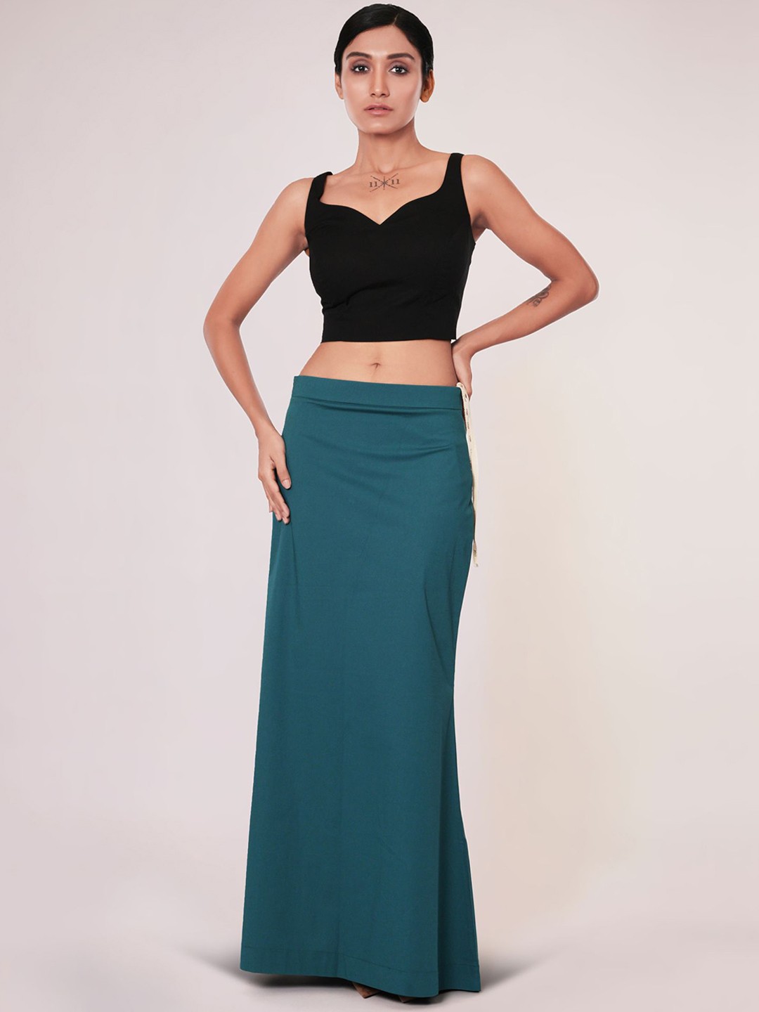 

I AM BY DOLLY JAIN Pure Cotton Saree Shapewear, Teal