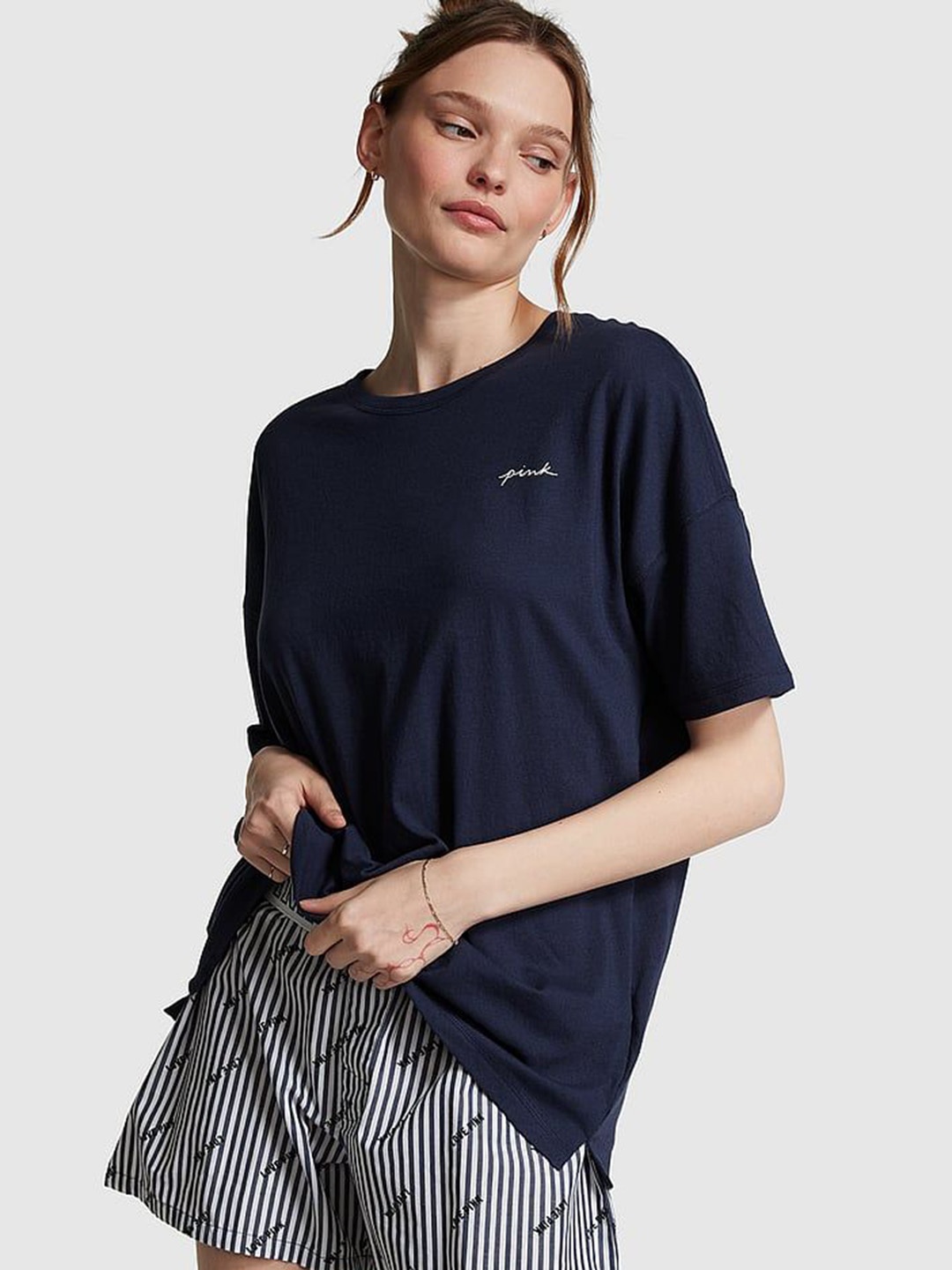 

Victoria's Secret PINK Oversized Lounge Tshirt, Navy blue